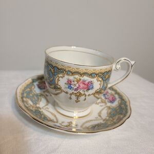 Elegant Floral Teacup and Saucer Set